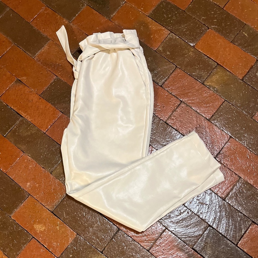 Bagatelle faux leather buttery soft cream color elastic waist 2079